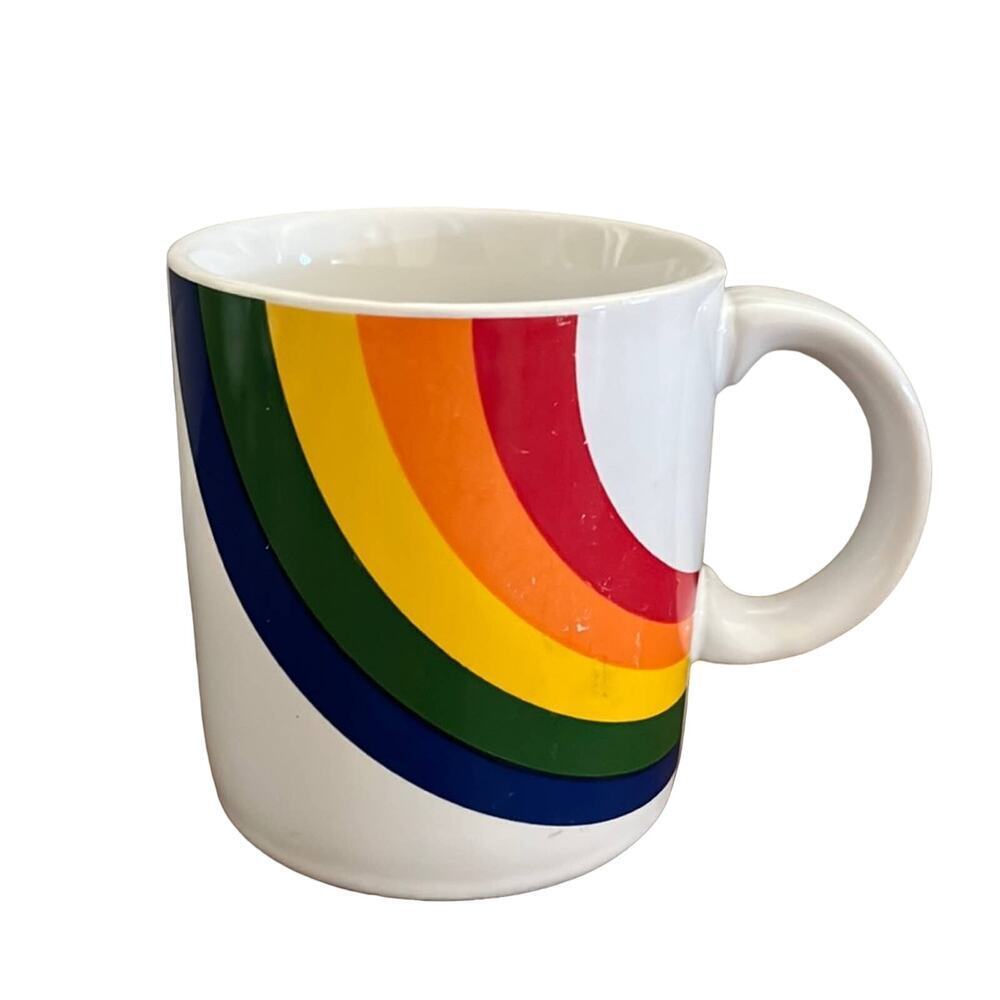 Vintage 1980's RAINBOW COFFEE CUP MUG FTD Stranger Things MADE IN KOREA